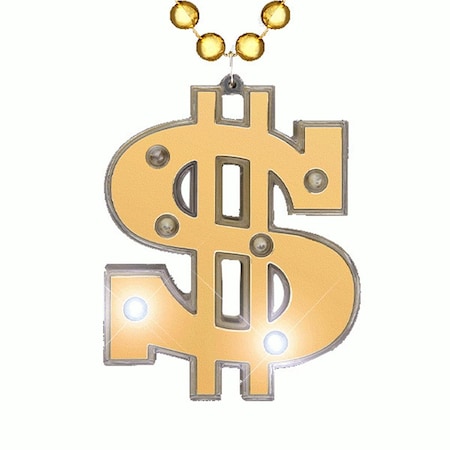 Endless Games Light Up Gold Dollar Money Sign Charm Beaded Necklace EN3330014
